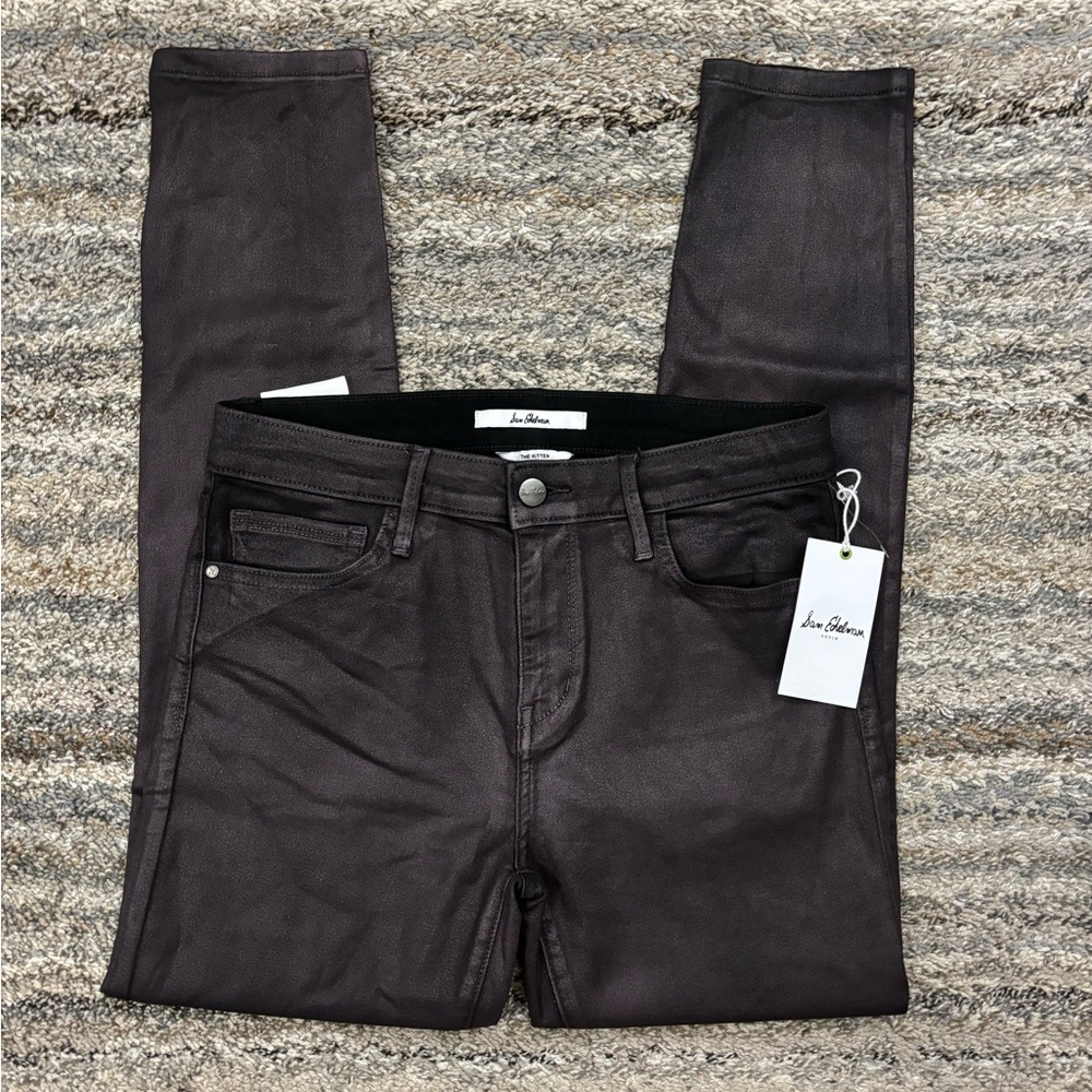Sam Edelman The Kitten Mid Rise Skinny Ankle Deep Plum Jeans Sz 8/29 NWT -